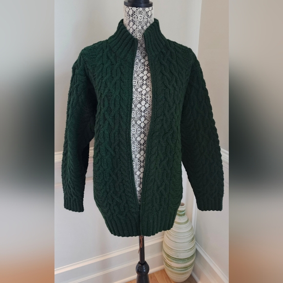 Lauren Ralph Lauren Deep Rich Green  Cardigan Sweater Generous Small P2P 23" - Picture 6 of 11